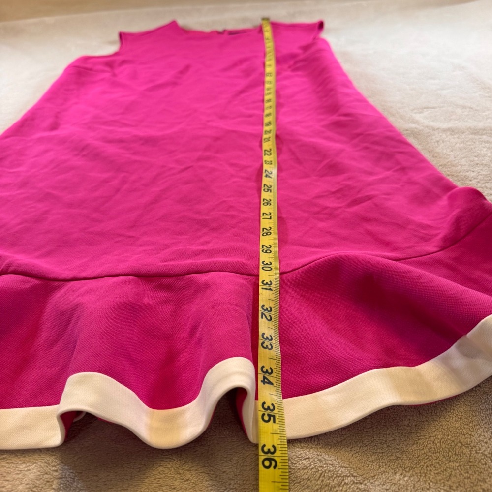 Victoria Beckham Pink Ruffle Hem Shift Dress Sleeveless Mini Mod Party Sz M - Picture 6 of 15